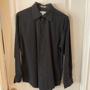 Pinstripe Shirt, Black and White, Men’s, Neck 16, Length 32/33, Modern Fit
